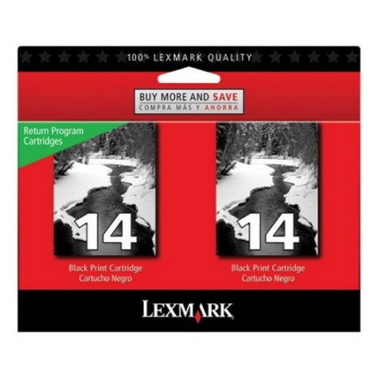 Picture of Lexmark 18C2228 (Lexmark #14) OEM Black Inkjet Cartridge (2 pk)