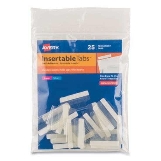 Picture of Insertable Index Tabs with Printable Inserts, 1/5-Cut, Clear, 1" Wide, 25/Pack
