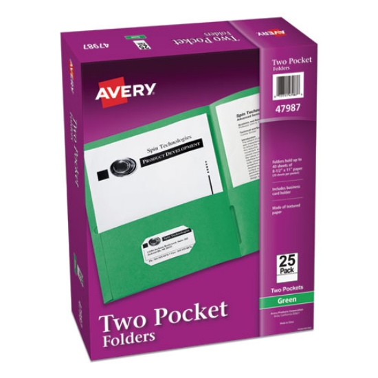 Picture of Two-Pocket Folder, 40-Sheet Capacity, 11 X 8.5, Green, 25/box
