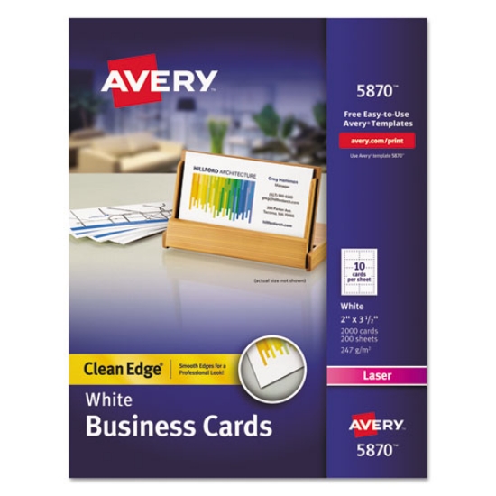 Picture of Clean Edge Business Card Value Pack, Laser, 2 X 3.5, White, 2,000 Cards, 10 Cards/sheet, 200 Sheets/box