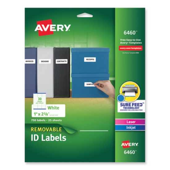 Picture of Removable Multi-Use Labels, Inkjet/laser Printers, 1 X 2.63, White, 30/sheet, 25 Sheets/pack