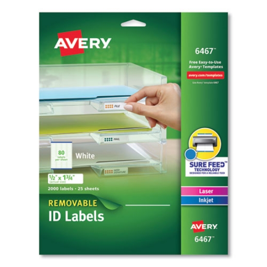 Picture of Removable Multi-Use Labels, Inkjet/laser Printers, 0.5 X 1.75, White, 80/sheet, 25 Sheets/pack