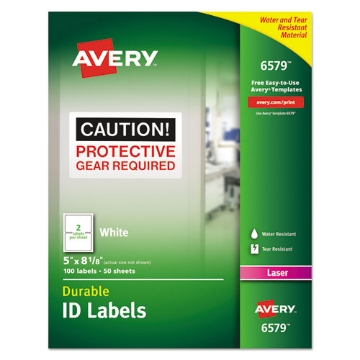 Picture of Durable Permanent Id Labels With Trueblock Technology, Laser Printers, 5 X 8.13, White, 2/sheet, 50 Sheets/pack