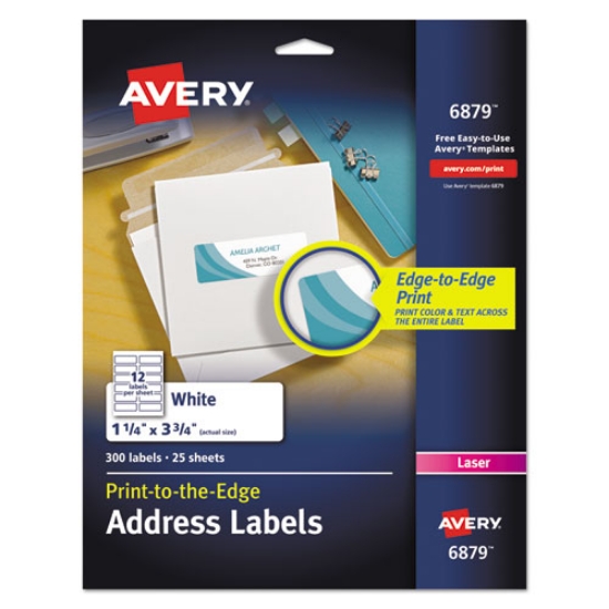 Picture of Vibrant Laser Color-Print Labels w/ Sure Feed, 1.25 x 3.75, White, 300/Pack