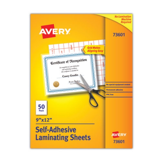 Picture of Clear Self-Adhesive Laminating Sheets, 3 Mil, 9" X 12", Matte Clear, 50/box