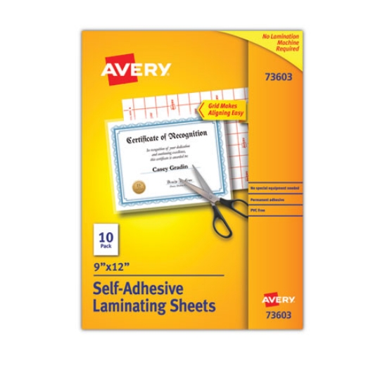 Picture of Clear Self-Adhesive Laminating Sheets, 3 Mil, 9" X 12", Matte Clear, 10/pack