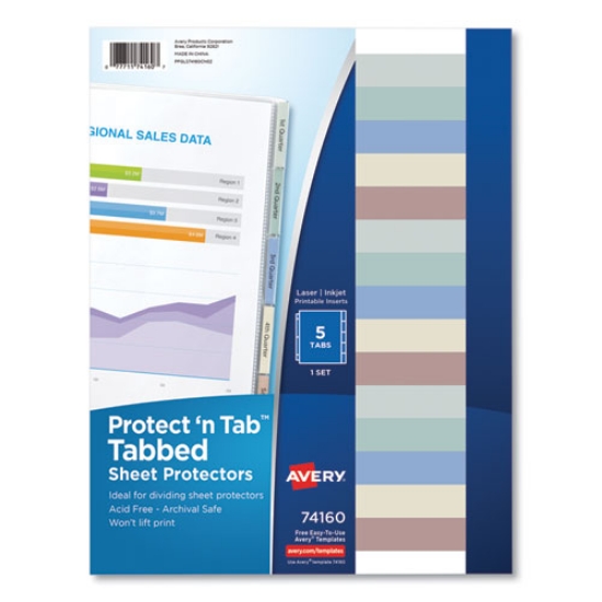Picture of Protect 'n Tab Top-Load Clear Sheet Protectors W/five Tabs, Letter
