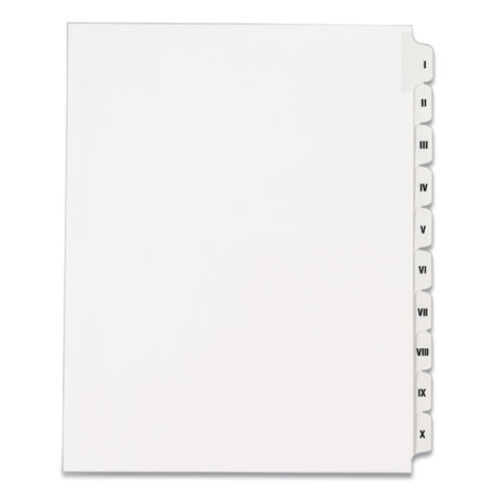 Picture of Preprinted Legal Exhibit Side Tab Index Dividers, Allstate Style, 10-Tab, I To X, 11 X 8.5, White, 1 Set