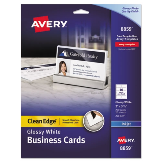 Picture of True Print Clean Edge Business Cards, Inkjet, 2 X 3.5, Glossy White, 200 Cards, 10 Cards Sheet, 20 Sheets/pack