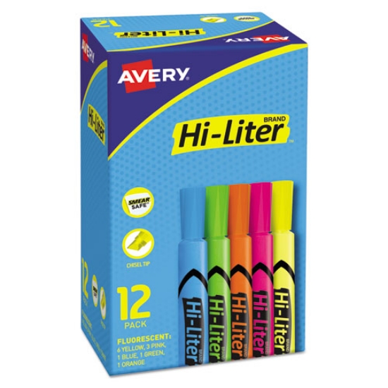 Picture of Hi-Liter Desk-Style Highlighters, Assorted Ink Colors, Chisel Tip, Assorted Barrel Colors, Dozen