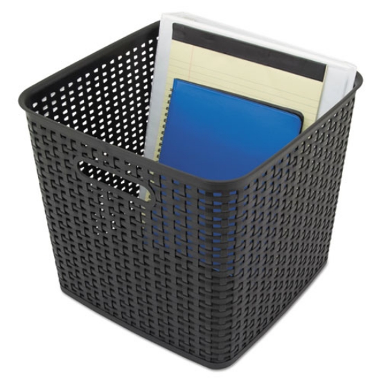 Picture of Plastic Weave Bin, Extra Large, 12.5" X 12.5" X 11.13", Black, 2/pack