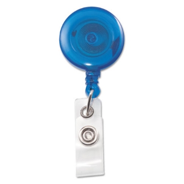 Picture of Translucent Retractable ID Card Reel, 30" Extension, Blue, 12/Pack