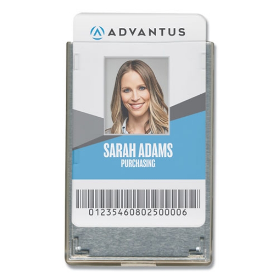 Picture of Rigid Two-Badge RFID Blocking Smart Card Holder, Horizontal/Vertical, Clear 3.68" x 2.38" Holder, 3.38" x 2.13" Insert, 20/PK