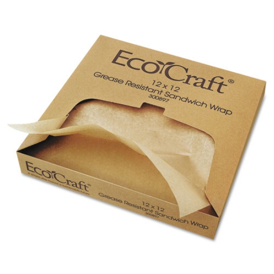Picture of Ecocraft Grease-Resistant Paper Wraps And Liners, Natural, 12 X 12, 1,000/box, 5 Boxes/carton