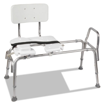 Picture of Heavy-Duty Sliding Transfer Bench with Cut-Out Seat, 19 to 23 Seat Height, 15 x 19 Seat Width, 400 lb Capacity