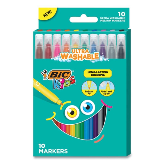 Picture of Kids Ultra Washable Markers, Medium Bullet Tip, Assorted Colors, 10/pack
