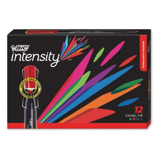 Picture of Intensity Chisel Tip Permanent Marker, Broad Chisel Tip, Assorted Colors, Dozen