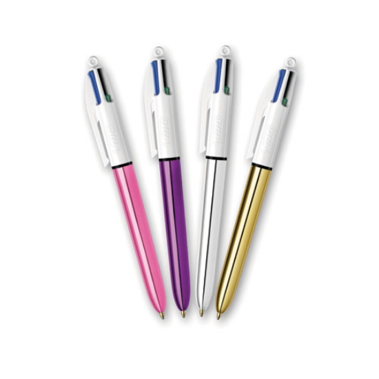 Picture of 4-Color Multi-Function Ballpoint Pen, Retractable, Medium 1 mm, Black/Blue/Green/Red Ink, Randomly Assorted Barrel Colors