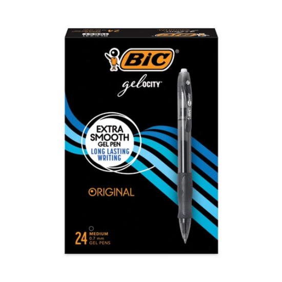 Picture of Gel-ocity Gel Pen Value Pack, Retractable, Medium 0.7 mm, Black Ink, Clear/Black Barrel, 24/Pack