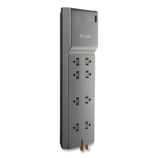 Picture of home/office surge protector, 8 ac outlets, 12 ft cord, 3,390 j, dark gray