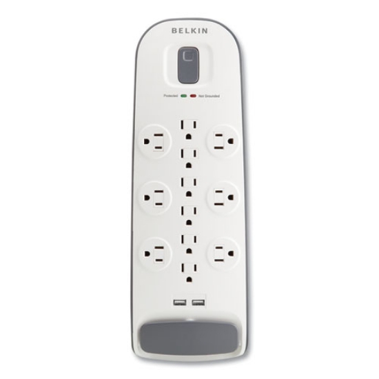 Picture of Home/Office Surge Protector, 12 AC Outlets, 6 ft Cord, 3,996 J, White/Black