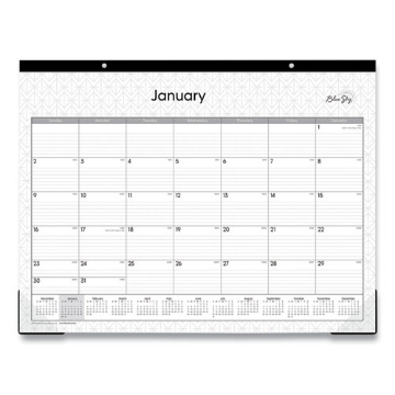 Picture of Enterprise Desk Pad, Geometric Artwork, 22 x 17, White/Gray Sheets, Black Binding, Clear Corners, 12-Month (Jan-Dec): 2024