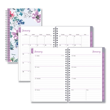 Picture of Laila Create-Your-Own Cover Weekly/Monthly Planner, Wildflower Artwork, 8 x 5, Purple/Blue/Pink, 12-Month (Jan-Dec): 2024