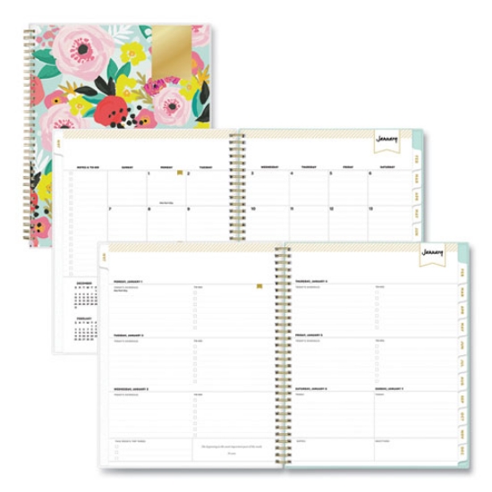 Picture of Day Designer Secret Garden Mint Frosted Weekly/Monthly Planner, 11 x 8.5, Multicolor Cover, 12-Month (Jan to Dec): 2024