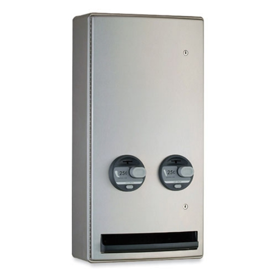 Picture of ConturaSeries Surface-Mounted Napkin/Tampon Vendor, 25 Cent Coin Mechanism, 14.5 x 7.13 x 28.5, Satin Stainless Steel