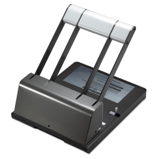 Picture of 160-Sheet Antimicrobial Protected Xtreme Duty Adjustable Two- To Three-Hole Punch, 9/32" Holes, Black/silver