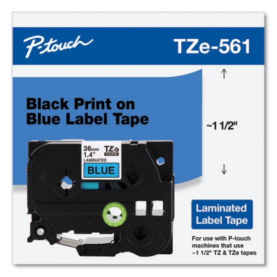 Picture of Tze Standard Adhesive Laminated Labeling Tape, 1.4" X 26.2 Ft, Black On Blue