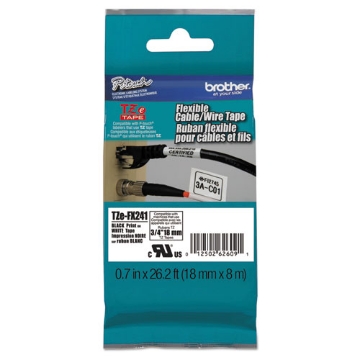 Picture of Tze Flexible Tape Cartridge For P-Touch Labelers, 0.7" X 26.2 Ft, Black On White