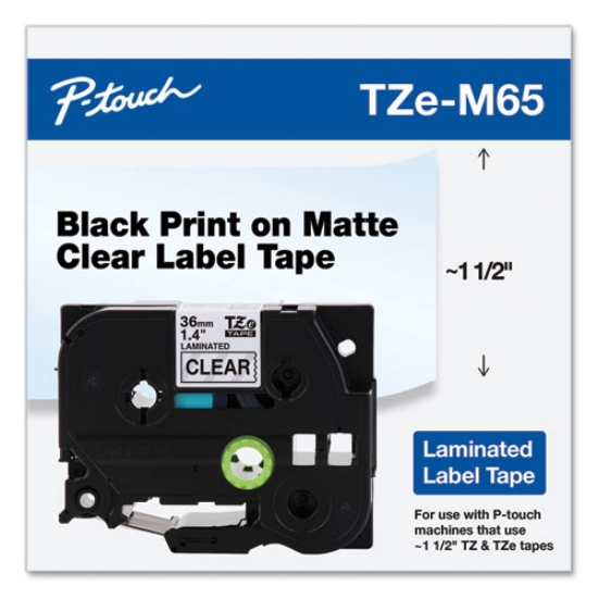 Picture of Tze Standard Adhesive Laminated Labeling Tape, 1.4" X 26.2 Ft, White On Matte Clear