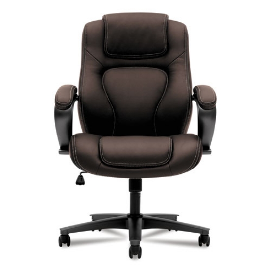 Picture of Hvl402 Series Executive High-Back Chair, Supports Up To 250 Lb, 17" To 21" Seat Height, Brown Seat/back, Black Base