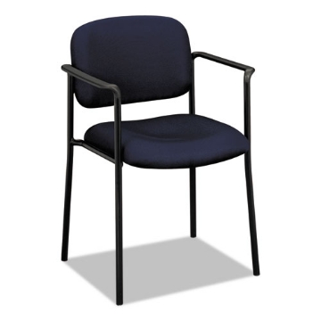 Picture of VL616 Stacking Guest Chair with Arms, Fabric Upholstery, 23.25" x 21" x 32.75", Navy Seat, Navy Back, Black Base