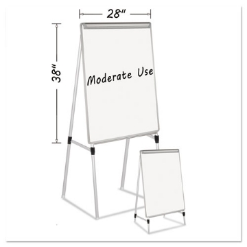 Picture of Silver Easy Clean Dry Erase Quad-Pod Presentation Easel, 45" to 79" High, Silver