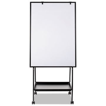 Picture of creation station dry erase board, 29.5 x 74.88, white surface, black metal frame
