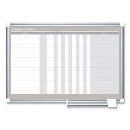Picture of in-out magnetic dry erase board, 36 x 24, white surface, silver aluminum frame