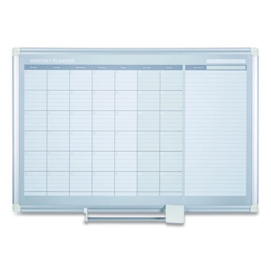 Picture of magnetic dry erase calendar board, one month, 48 x 36, white surface, silver aluminum frame