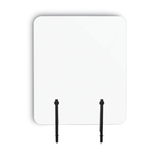 Picture of Protector Series Frameless Glass Desktop Divider, 47.2 X 0.16 X 35.4, Clear/aluminum