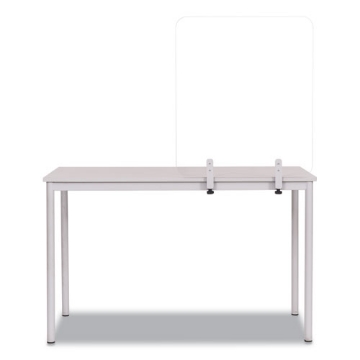 Picture of Protector Series Frameless Glass Desktop Divider, 35.4 X 0.16 X 35.4, Clear/aluminum