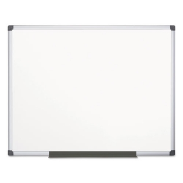 Picture of value lacquered steel magnetic dry erase board, 72 x 48, white surface, silver aluminum frame
