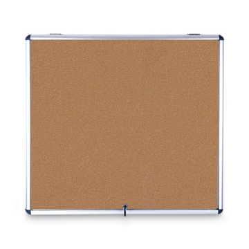 Picture of Slim-Line Enclosed Cork Bulletin Board, One Door, 47 x 38, Tan Surface, Aluminum Frame