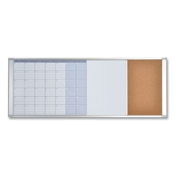 Picture of magnetic calendar combo board, 48 x 18, white surface, aluminum frame