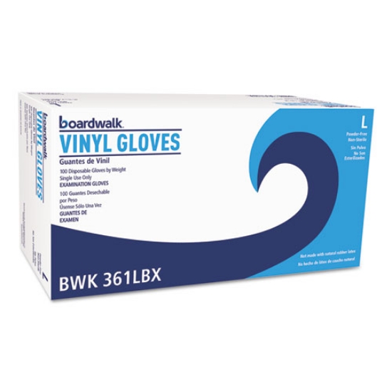 Picture of Exam Vinyl Gloves, Clear, Large, 3 3/5 Mil, 100/box, 10 Boxes/carton