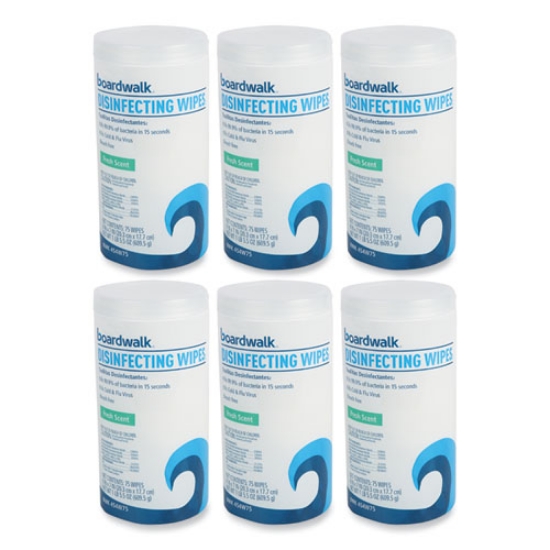 Picture of Disinfecting Wipes, 7 x 8, Fresh Scent, 75/Canister, 6 Canisters/Carton