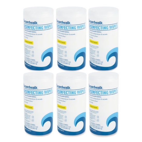 Picture of Disinfecting Wipes, 7 x 8, Lemon Scent, 75/Canister, 6 Canisters/Carton