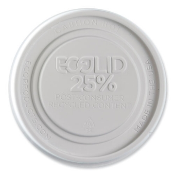 Picture of evolution world ecolid 25% recycled food container lid, fits 12 to 32 oz containers, white, plastic, 500/carton