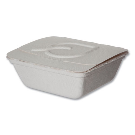Picture of Vanguard Folia Renewable and Compostable Take-Out Container, 3 Compartments, 22 oz, 5.39 x 5.94 x 2, White, Sugarcane, 300/CT