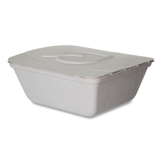 Picture of Vanguard Folia Renewable and Compostable Take-Out Container, 3 Compartments, 35 oz, 5.8 x 6.9 x 2.5, White, Sugarcane, 300/CT